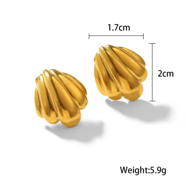 Wholesale 1 Pair Vacation Beach Simple Style Solid Color Shell Plating 304 Stainless Steel 18K Gold Plated Ear Studs