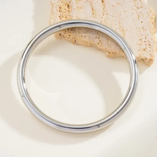 PVD Coated Real Gold Plated 16K White Plating Solid Color 304 Stainless Steel IG Style Simple Waterproof Non Tarnish Bangle