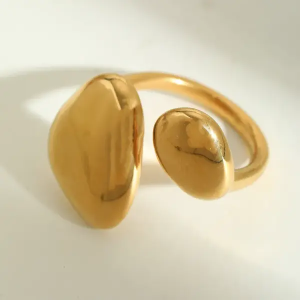 Wholesale PVD Coated Real Gold Plated 18K Gold Irregular Geometric 304 Stainless Steel Casual Elegant Simple Style Waterproof Non Tarnish Open Rings