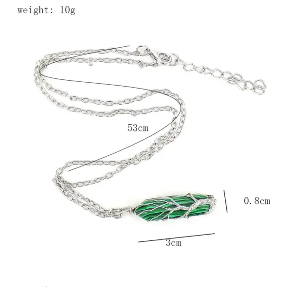 Wholesale Simple Style Hexagon Prism Natural Stone Ferroalloy Knitting Pendant Necklace