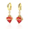 1 Pair IG Style Simple Style Heart Shape Inlay Copper Zircon 18K Gold Plated Drop Earrings