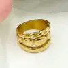 Wholesale Ion Plating (IP) 14K Gold Real Gold Plated Irregular Lines 304 Stainless Steel Casual Roman Style Waterproof Non Tarnish Rings