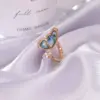 Wholesale New Fantasy Seashell Wings Colorful Butterfly Micro-inlaid Zircon Copper Open Ring