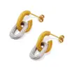 Wholesale PVD Coated Real Gold Plated 18K Gold Geometric Titanium Steel Fashion Waterproof Non Tarnish Earrings
