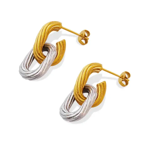 Wholesale PVD Coated Real Gold Plated 18K Gold Geometric Titanium Steel Fashion Waterproof Non Tarnish Earrings