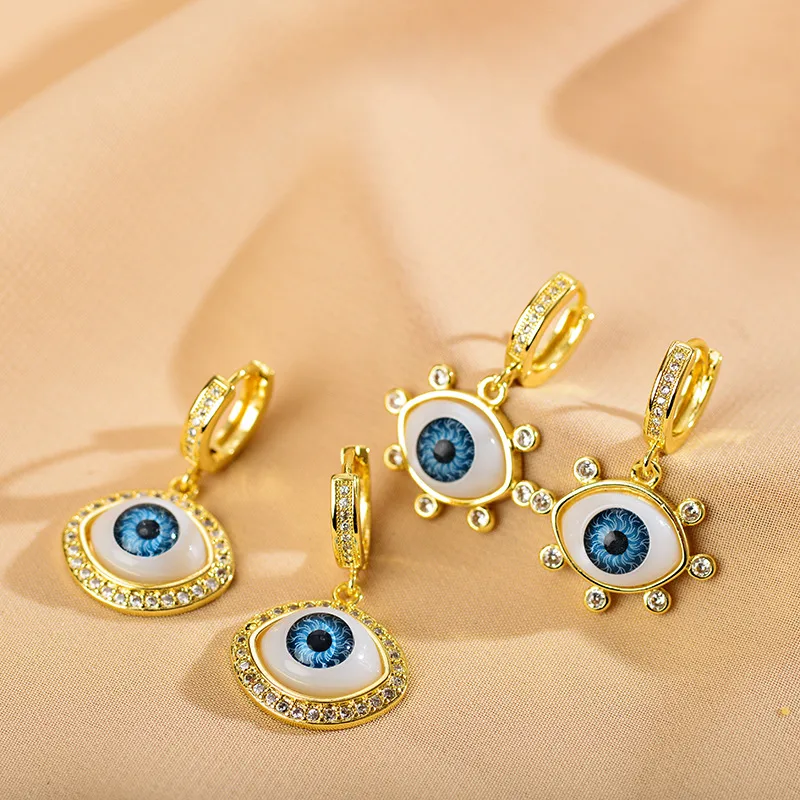Wholesale 1 Pair Fashion Eye lishing Inlay Copper Zircon Gold Plated op Earrings