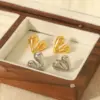 Wholesale PVD Coated Real Gold Plated Heart Shape 304 Stainless Steel Simple Style Waterproof Non Tarnish Ear Studs