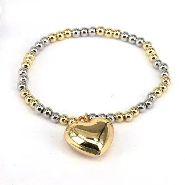 Wholesale Fashion Heart Shape Copper Gold Plated Bracelets In Bulk