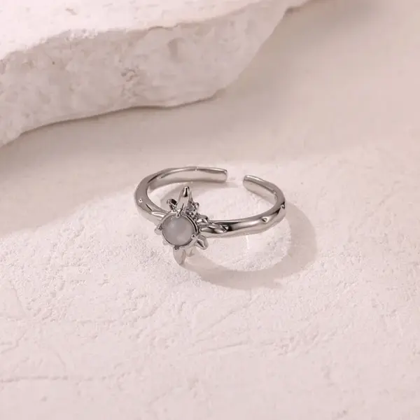 Wholesale 304 Stainless Steel Geometric PVD Coated Zircon 18K Real Gold Plated Real Gold Plated IG Style Elegant Waterproof Non Tarnish Open Rings