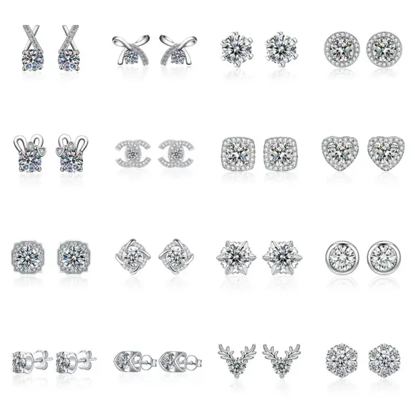 Wholesale 1 Pair Casual Simple Style Geometric Heart Shape Inlay Copper Zircon White Gold Plated Ear Studs
