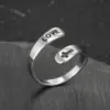 Wholesale PVD Coated 18K Gold Real Gold Plated Number 201 Stainless Steel Retro Waterproof Non Tarnish Open Ring
