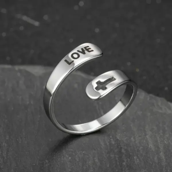 Wholesale PVD Coated 18K Gold Real Gold Plated Number 201 Stainless Steel Retro Waterproof Non Tarnish Open Ring