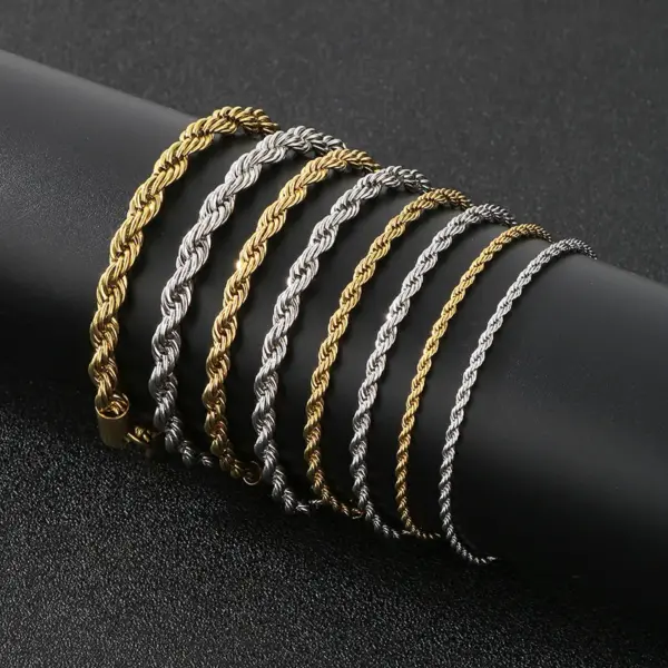 Wholesale Ion Plating (IP) 18K Gold Plated Geometric 304 Stainless Steel Simple Style Waterproof Non Tarnish Bracelets Necklace