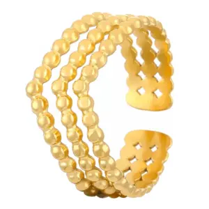 28 18K Real Gold Three-Layer Hemp Ring N-045