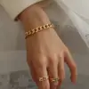 Wholesale PVD Coated Real Gold Plated 18K Gold Geometric 304 Stainless Steel Fashion Waterproof Non Tarnish 304 Stainless Steel Bracelets