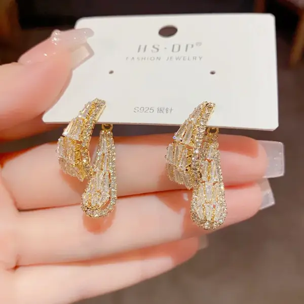 Wholesale 1 Pair Ig Style Shiny Geometric Plating Inlay Copper Zircon 14k Gold Plated Drop Earrings