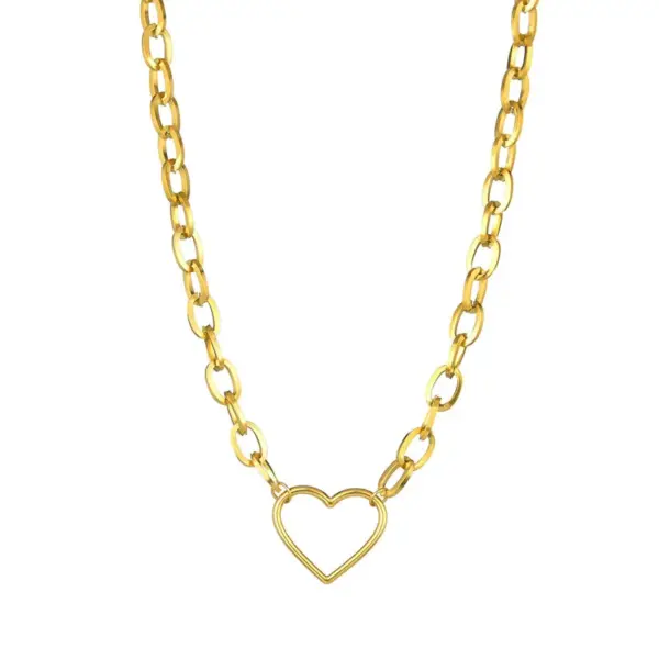 Wholesale 304 Stainless Steel 18K Gold Plated Simple Style Plating Heart Necklace