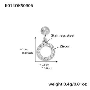 K014-Steel Color Circle Zircon Pendant