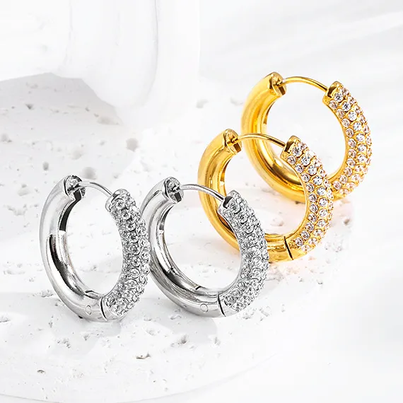 PVD Coated 18K Real Gold Plated Solid Color 304 Stainless Steel Vacation Simple Style Waterproof Non Tarnish Surgical Steel Inlay Earrings