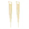 PVD Coated Real Gold Plated Geometric Tassel Titanium Steel Fashion Waterproof Non Tarnish Drop Earrings