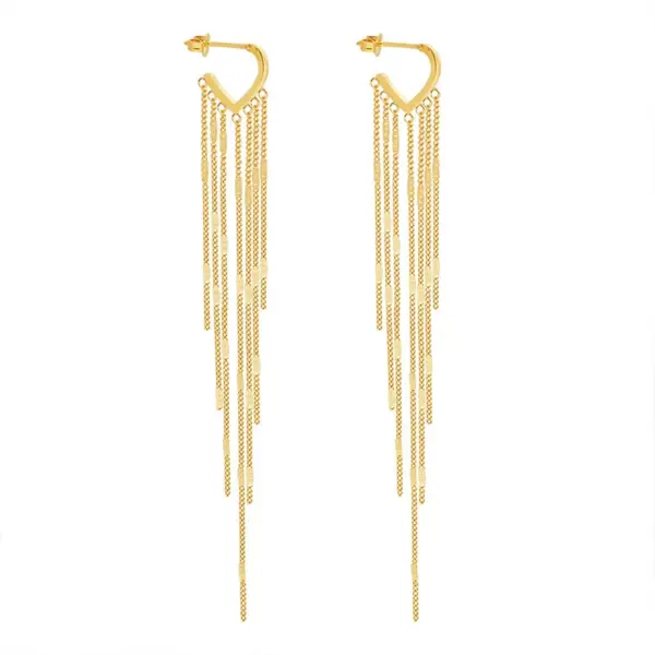 PVD Coated Real Gold Plated Geometric Tassel Titanium Steel Fashion Waterproof Non Tarnish Drop Earrings