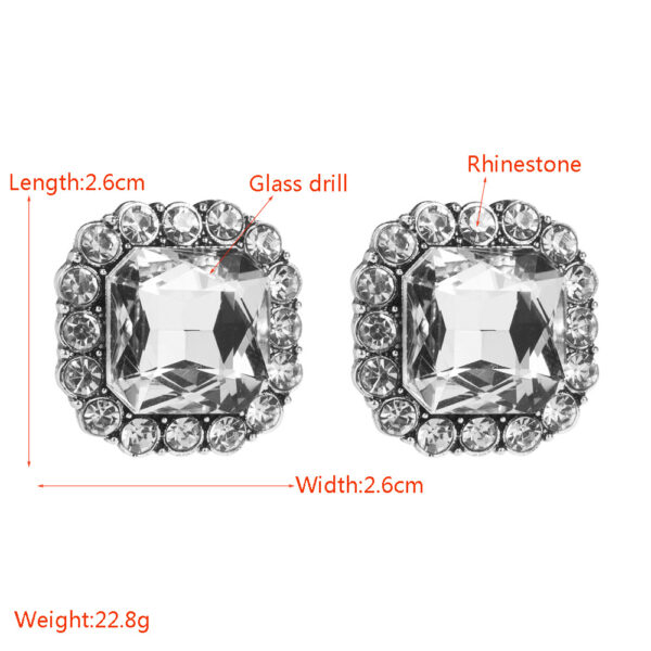Wholesale Cross-border Amazon New Distinctive Geometric Square Diamond Crystal Earrings Simple Elegant Bridal Banquet Earrings for Women