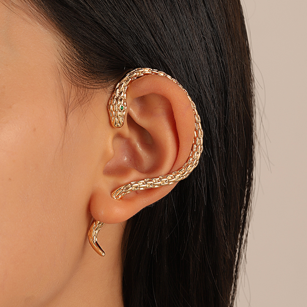 Wholesale European and American winding ear hook snake-shaped earrings punk retro exaerated niche cole design earrings temperament earrings