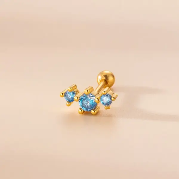 1 Piece Copper Zircon Ear Cartilage Rings & Studs Crown Flower Waterproof Non Tarnish Surgical Steel