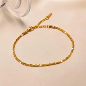 Wholesale Simple Style Letter 201 Stainless Steel Copper Plating Inlay Zircon 18K Gold Plated Women'S Anklet