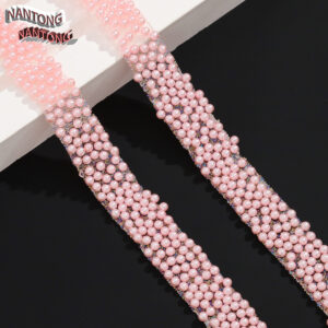 2 light pink pearl style / 1.5cm double-layer hot melt adhesive colorful round pearl adhesive strip