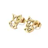 oly-ca5ae79d367b89260692315d5e484558 Wholesale PVD Coated 18K Gold Real Gold Plated Animal 304 Stainless Steel Simple Style Waterproof Non Tarnish Ear Studs