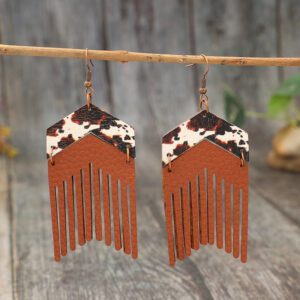 Wholesale Retro Western Style Tassel PU Leather Earrings