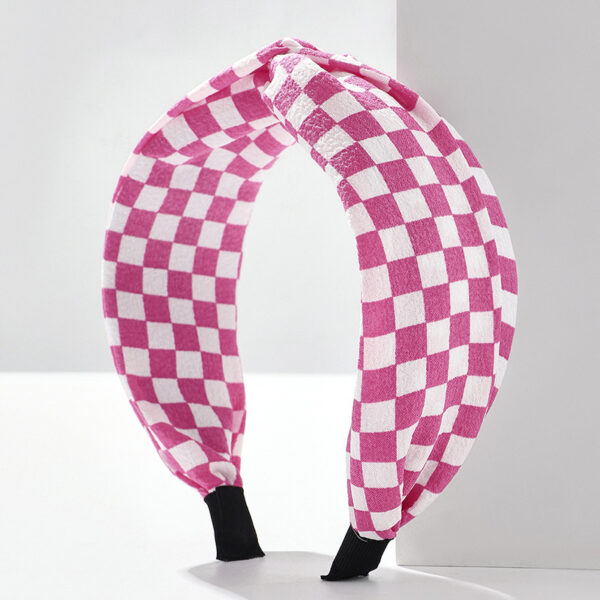 Wholesale Fashion chessboard Plaid Jane wide edge fabric headband 1PCs