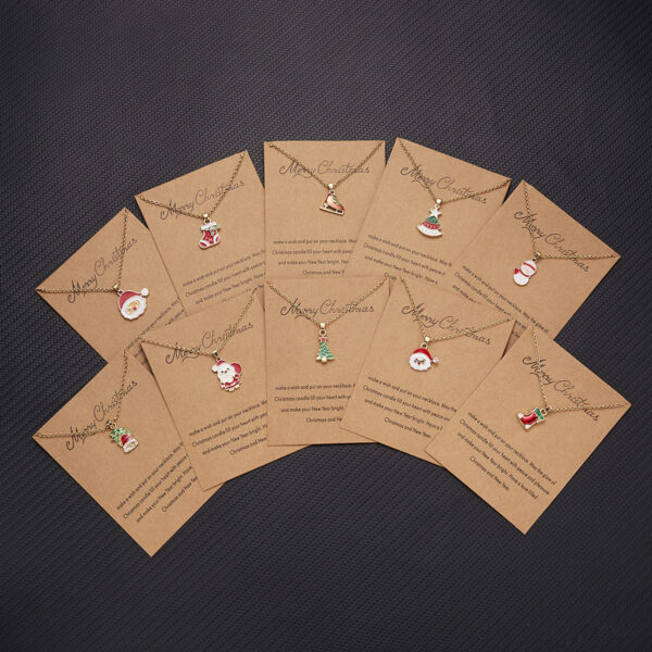 Wholesale Christmas Wish Painting Oil Paper Card Necklace
