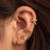 Wholesale 1 Piece French Style Simple Style Korean Style Pentagram Starfish Chain Inlay Copper Zircon Ear Cuffs Ear Studs