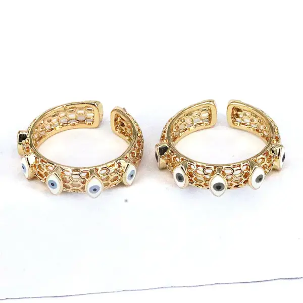 Wholesale Retro Devil's Eye Copper Gold Plated Open Ring 1 Piece