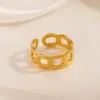 Wholesale PVD Coated 18K Gold Plated Geometric 304 Stainless Steel Modern Style Waterproof Non Tarnish Open Rings