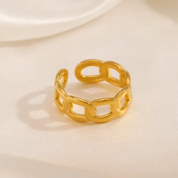 Wholesale PVD Coated 18K Gold Plated Geometric 304 Stainless Steel Modern Style Waterproof Non Tarnish Open Rings