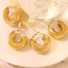 Wholesale PVD Coated Real Gold Plated 18K Gold Printing 304 Stainless Steel Retro Waterproof Non Tarnish Earrings