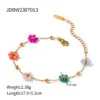Wholesale Jewelry IG Style Sweet Flower 304 Stainless Steel 18K Gold Plated PVD Coated Beaded Bracelets