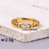 Wholesale 304 Stainless Steel Solid Color PVD Coated Zircon 18K Real Gold Plated Simple Style Classic Style Waterproof Non Tarnish Gold Rings