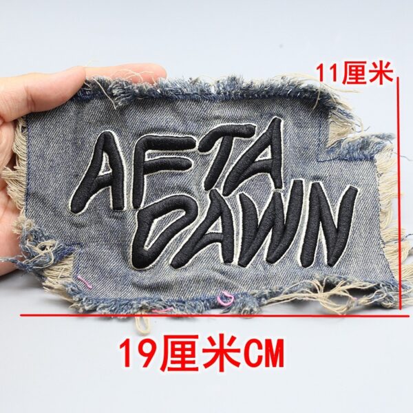 Wholesale Denim Tassel Edge Letter Cloth Sticker Patch Embroidery Cloth Sticker Clothing Bag Hand-stitched Decorative Cloth Sticker DIY Accessories