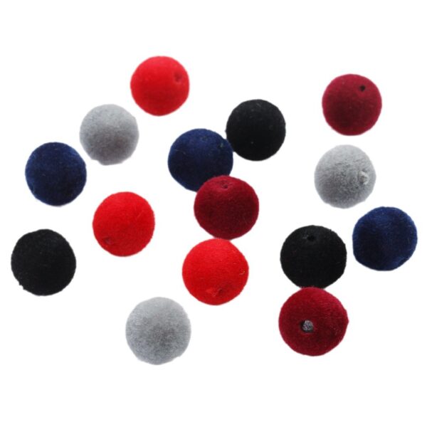 Wholesale Resin Flocking Round Beads Perforated Fluffy Cloth Fluffy Ball Beads