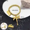 Wholesale 304 Stainless Steel Solid Color PVD Coated Stone-Free Real Gold Plated Simple Style Waterproof Non Tarnish Plating Chain Ball Chain Gold Bracelets