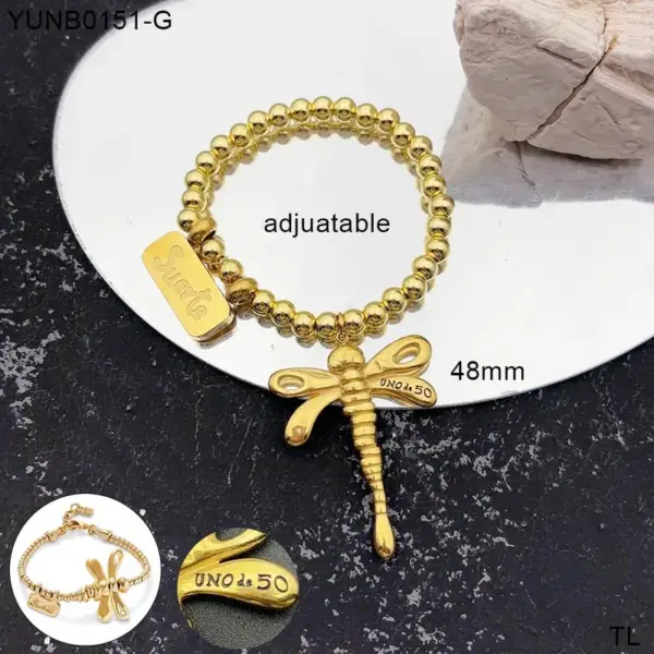 Wholesale 304 Stainless Steel Solid Color PVD Coated Stone-Free Real Gold Plated Simple Style Waterproof Non Tarnish Plating Chain Ball Chain Gold Bracelets