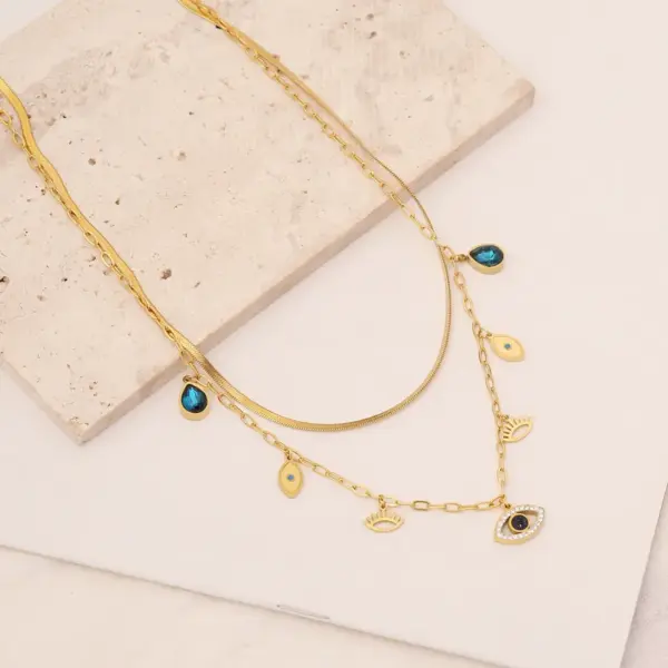 PVD Coated 18K Gold Real Gold Plated Eye Stainless Steel Fashion Waterproof Non Tarnish 304 Stainless Steel Necklace