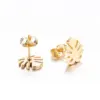 PVD Coated 18K Gold Real Gold Plated Palm Tree 304 Stainless Steel Fashion Waterproof Non Tarnish Ear Studs