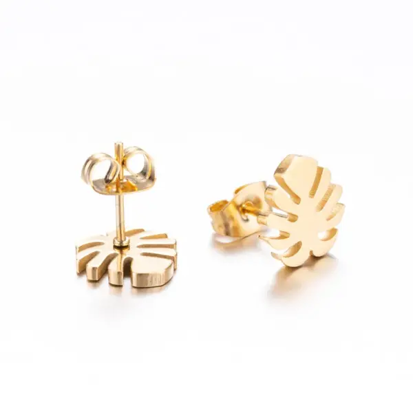 PVD Coated 18K Gold Real Gold Plated Palm Tree 304 Stainless Steel Fashion Waterproof Non Tarnish Ear Studs