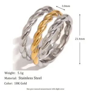 Three-Layer Braided Ring Spiral Open Ring-Two colors