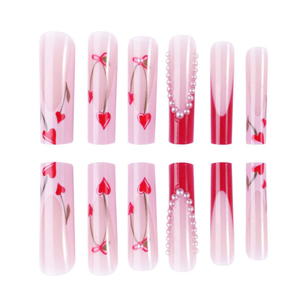 Wholesale Cross-Border European and American Water Pipe Manicure Nails Cross-Border Hot Selling Love Pearl Wearable Nails French Fake Nails